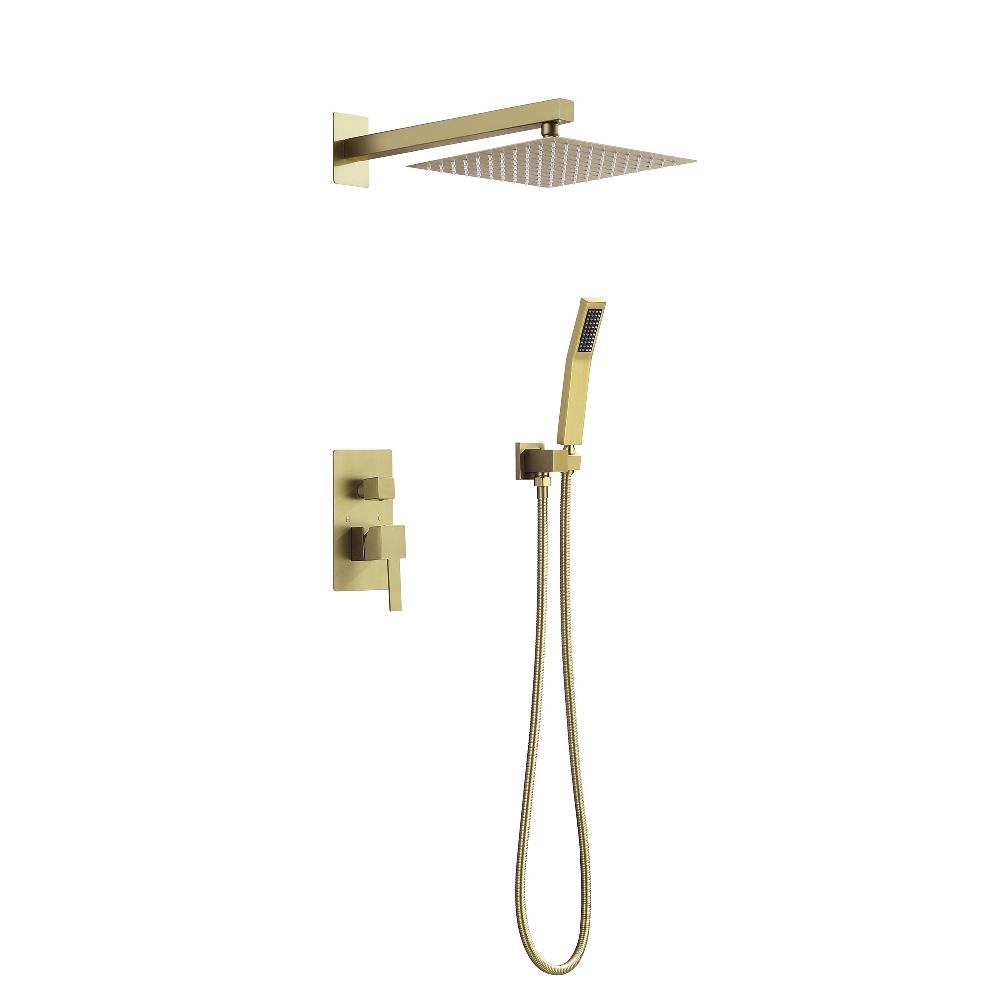 12 in. Rain Shower Head Systems Wall Mounted Shower – WELLFOR