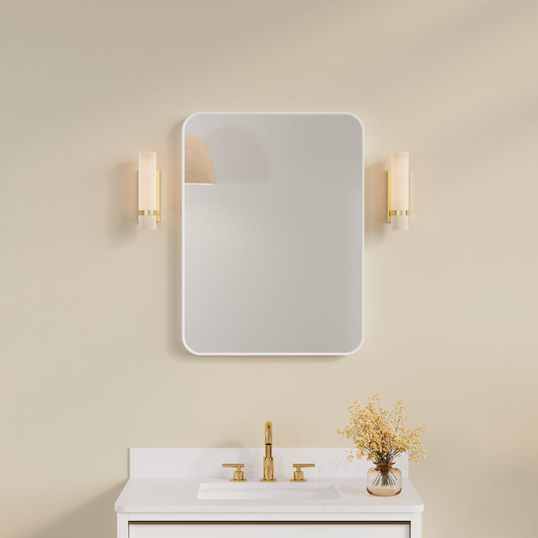 24-in W x 32-in H White Rectangular Framed Bathroom Vanity Mirror