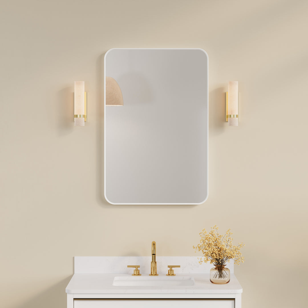 24-in W x 36-in H White Rectangular Framed Bathroom Vanity Mirror