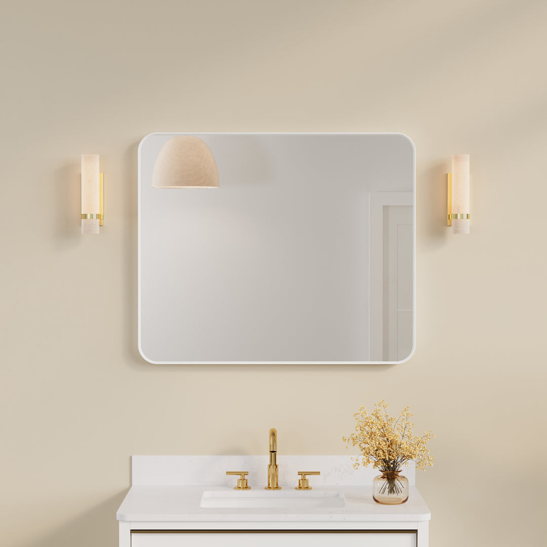 30-in W x 36-in H White Rectangular Framed Bathroom Vanity Mirror