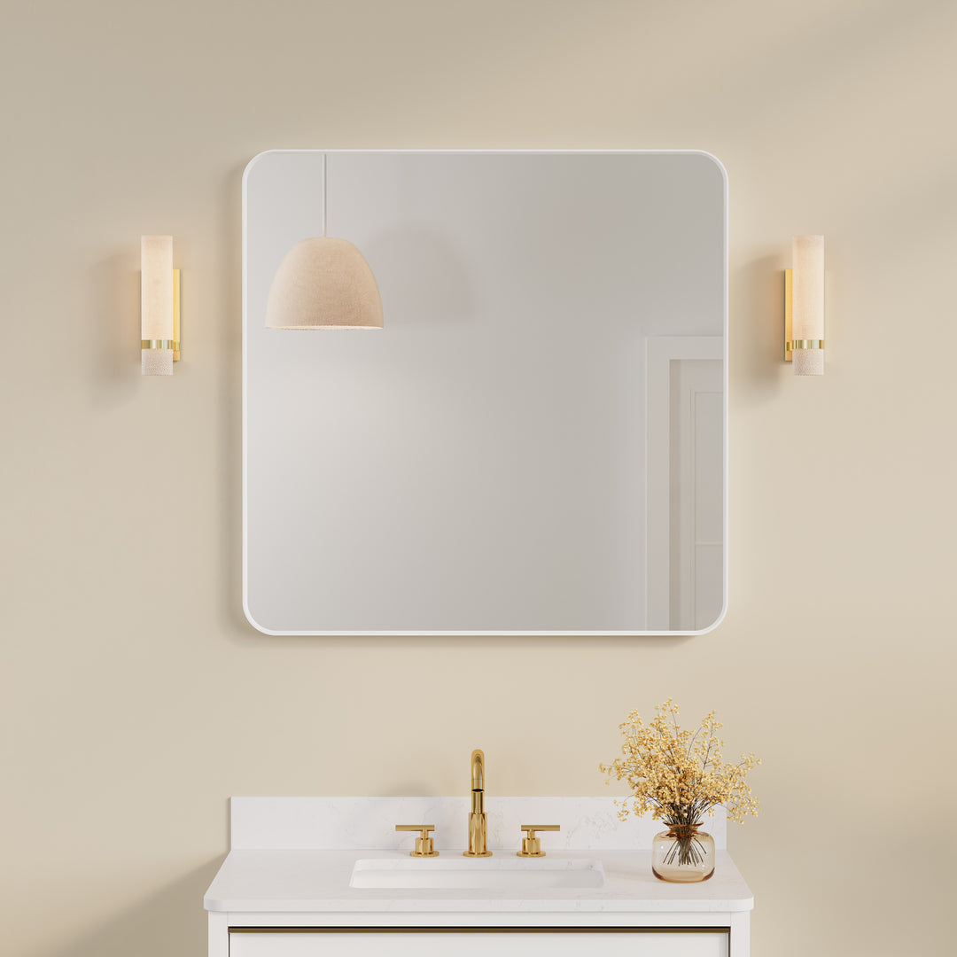 36-in W x 36-in H White Rectangular Framed Bathroom Vanity Mirror