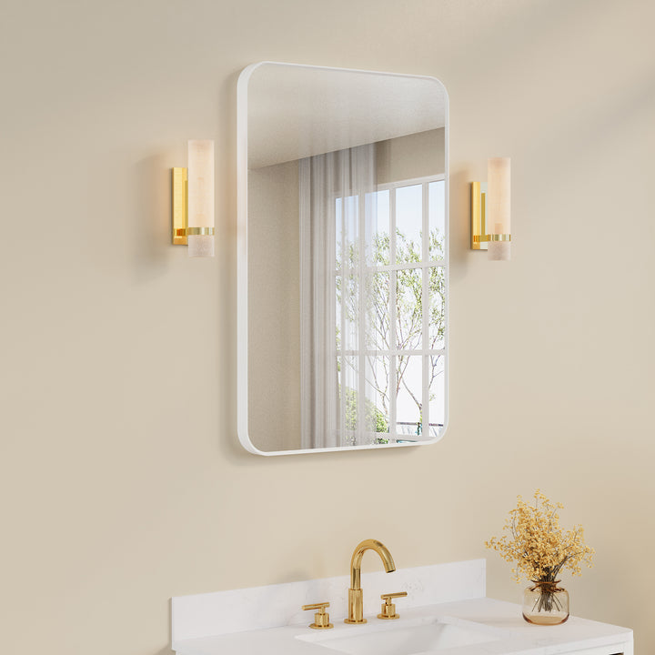 24-in W x 36-in H White Rectangular Framed Bathroom Vanity Mirror