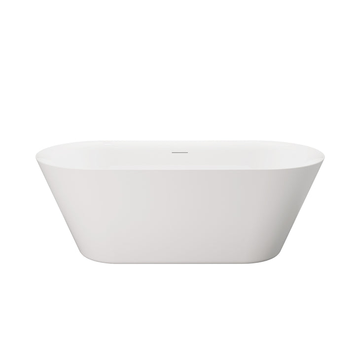 66" Freestanding Glossy White Acrylic Bathtub with Slotted Overflow