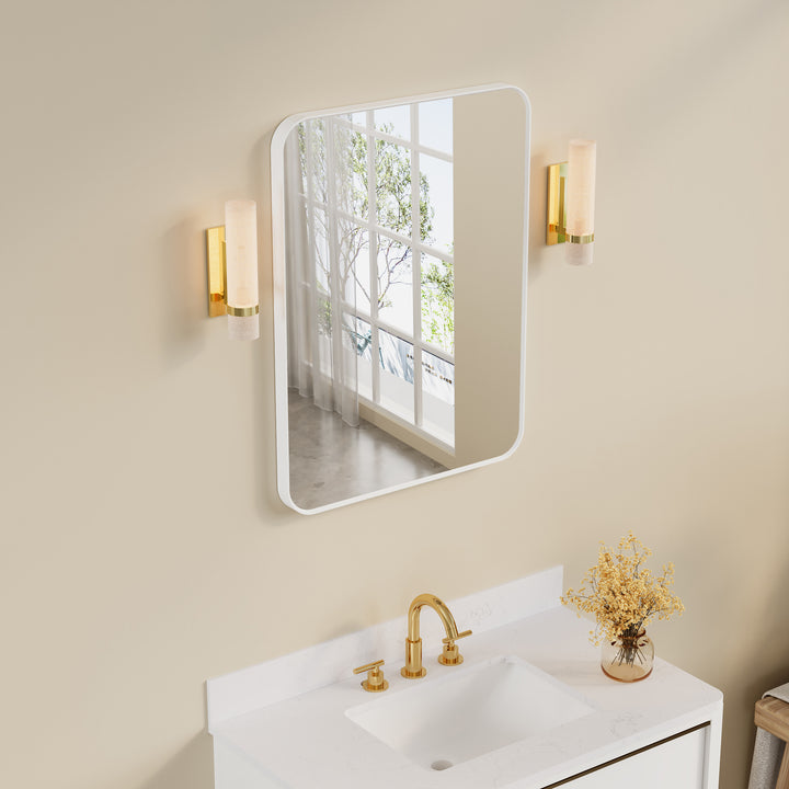 24-in W x 32-in H White Rectangular Framed Bathroom Vanity Mirror