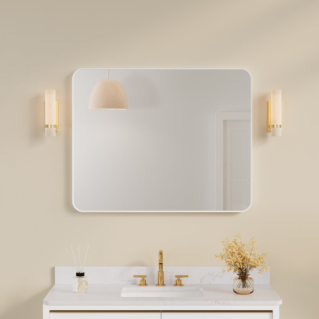 40-in W x 32-in H White Rectangular Framed Bathroom Vanity Mirror