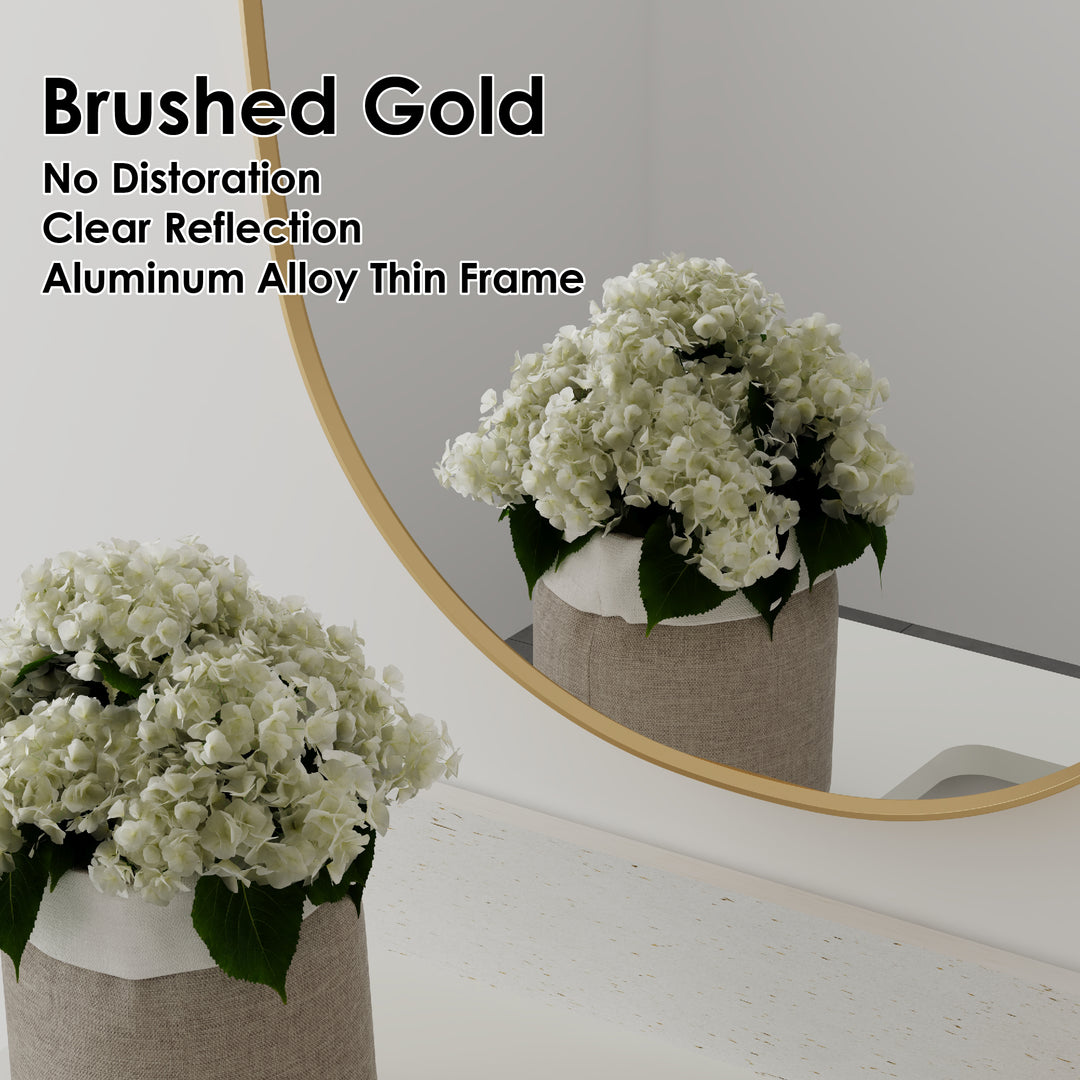 24 in. W. x 36 in. H Oval Framed Wall Bathroom Vanity Mirror in Brushed Gold