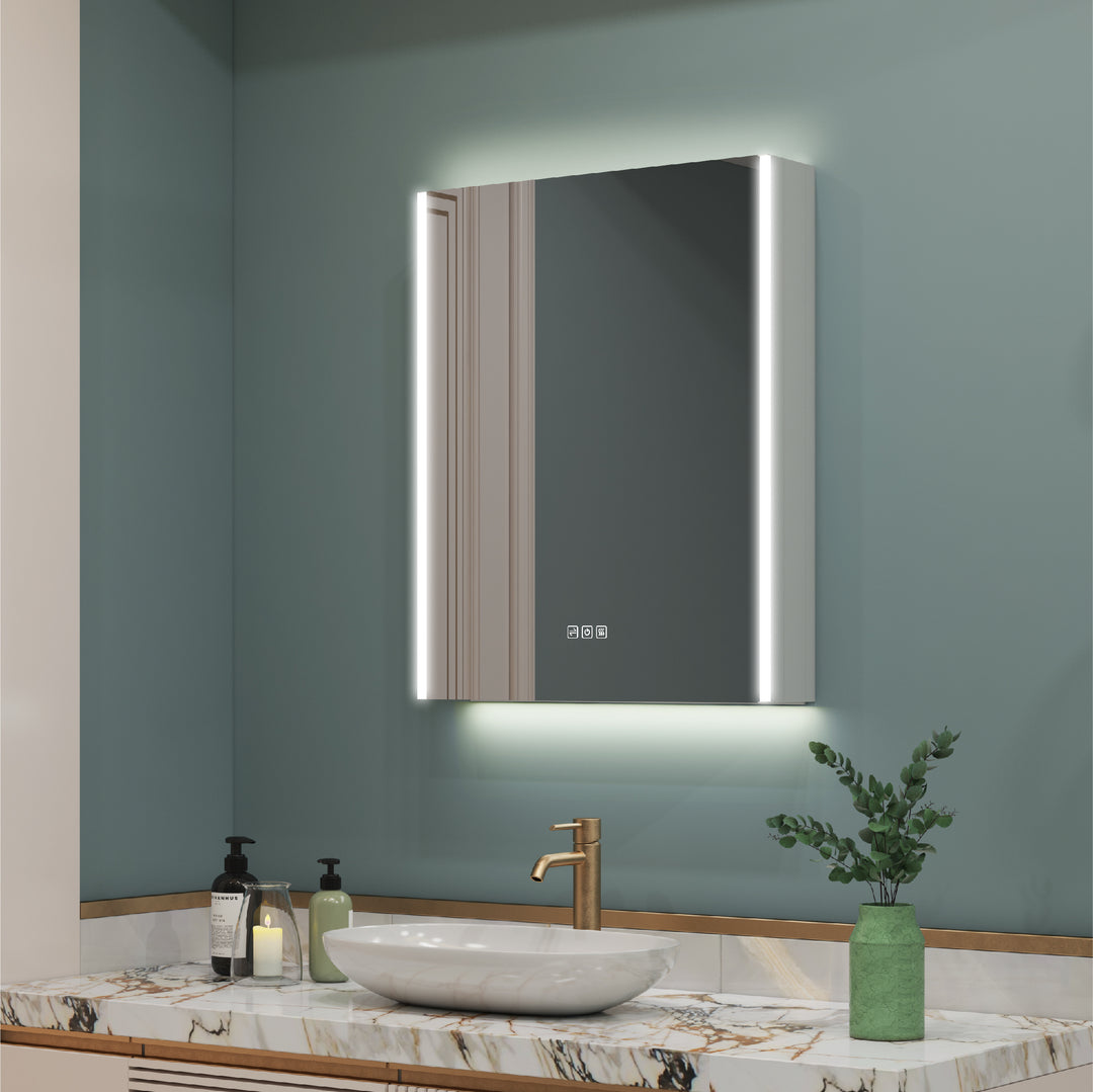 24 in. x 30 in.  Lighted LED Fog Free Surface Mount Silver Mirrored Soft Close Left Medicine Cabinet