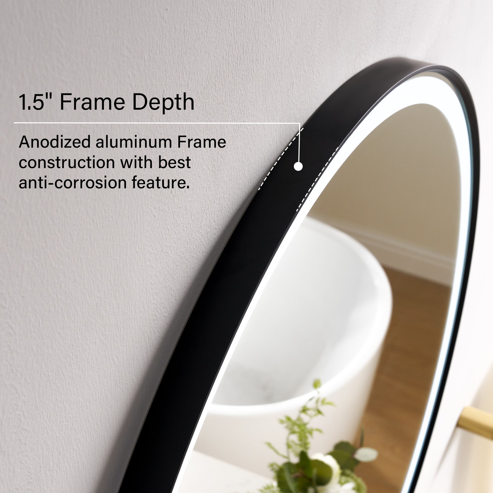 28 in. W x 28 in. H Matte Black Framed Round LED Light Bathroom Vanity Mirror