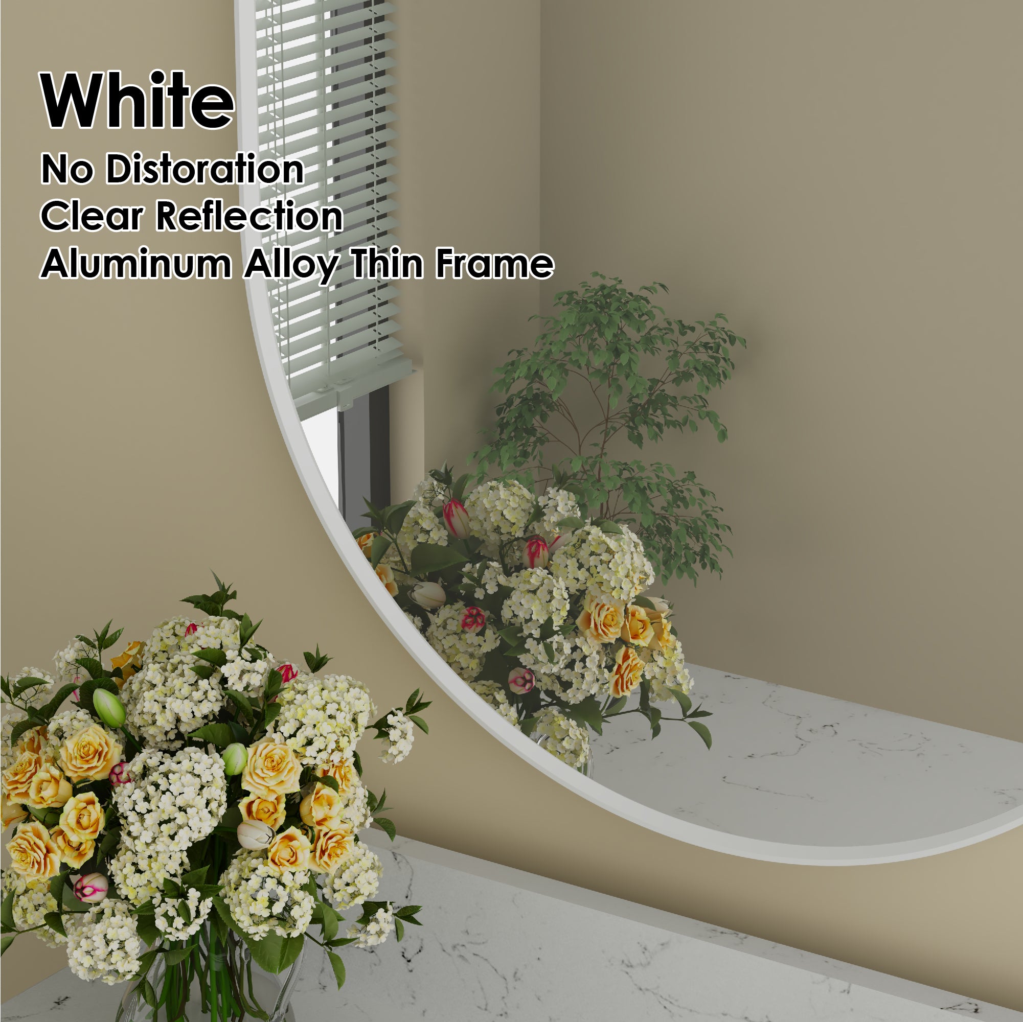 20 in. W x 32 in. H Oval Framed Wall Mount Bathroom Vanity Mirror in White