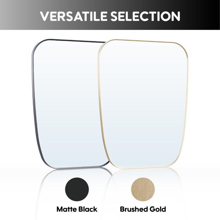 24 in. W x 32 in. H Shield Bathroom Vanity Wall Mirror without Lights Brushed Gold