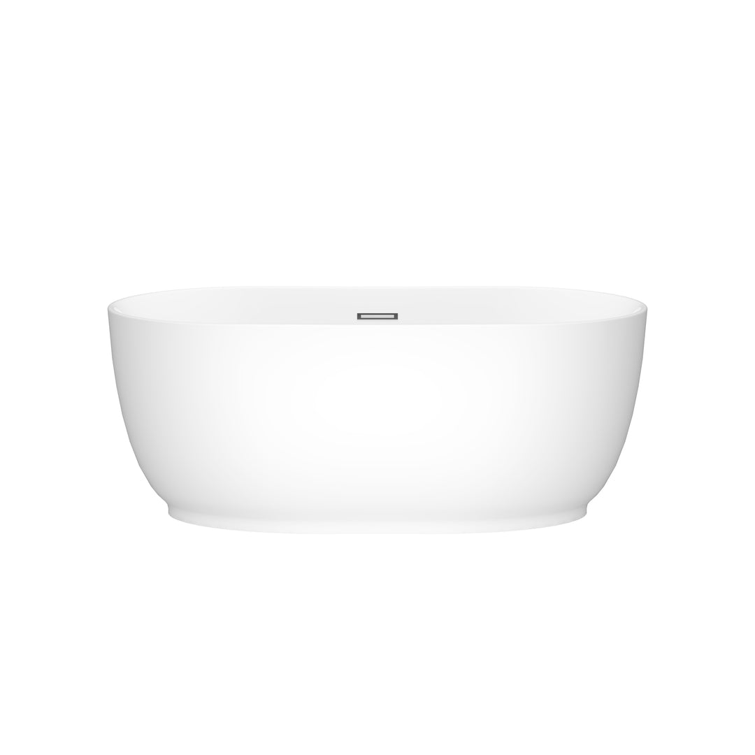 59" Acrylic Freestanding Soaking Bathtub in White with Overflow and Drain