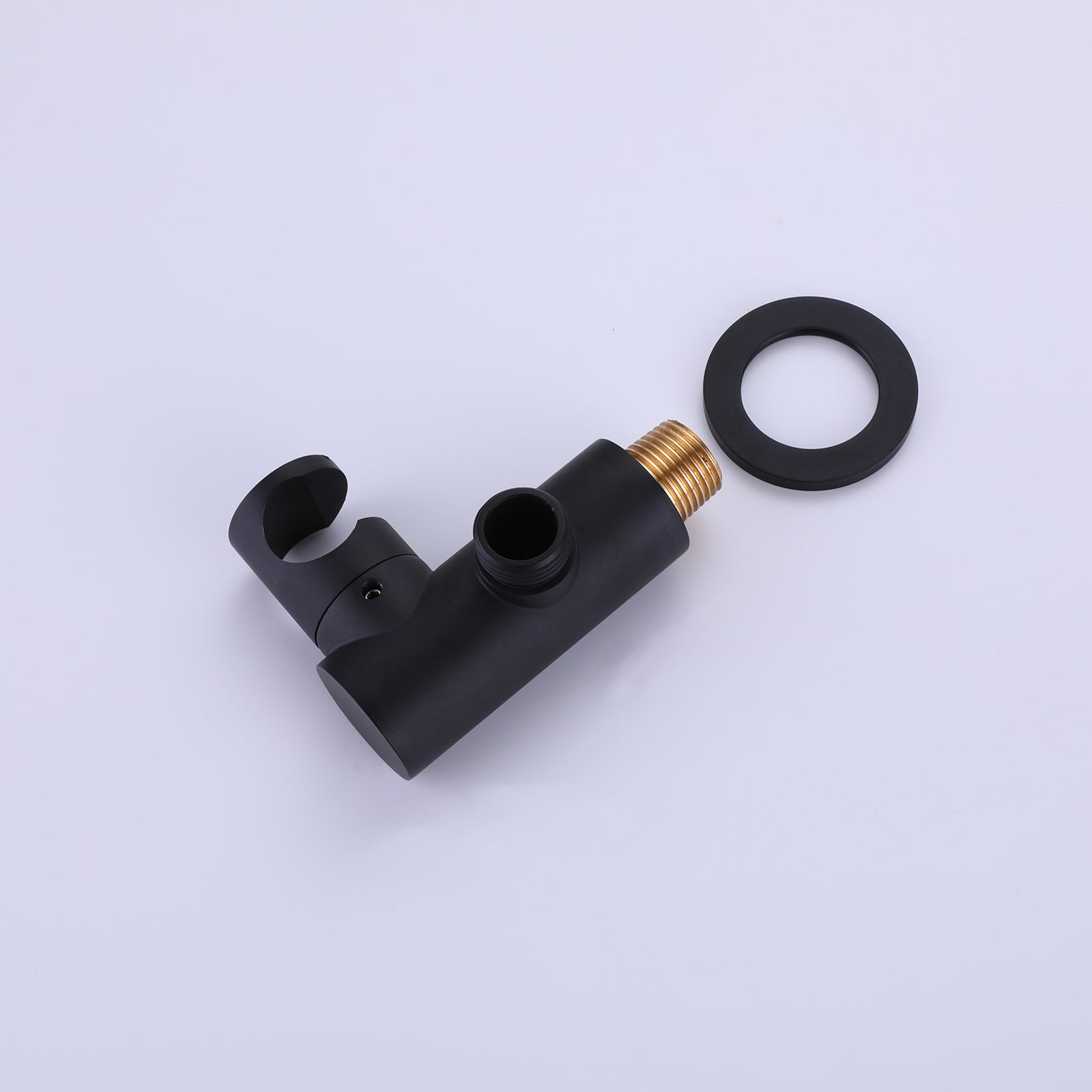 Round Matte Black Three-hole Double Handle Concealed Bathtub Faucet with Valve