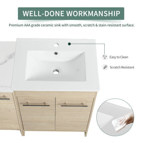 Single hole vanity cabinet with sink