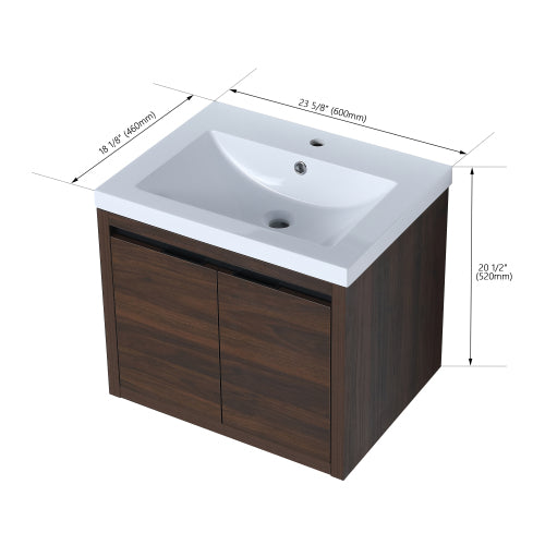 24"  Bathroom Cabinet With Sink,Soft Close Doors,Float Mounting Design For Small Bathroom