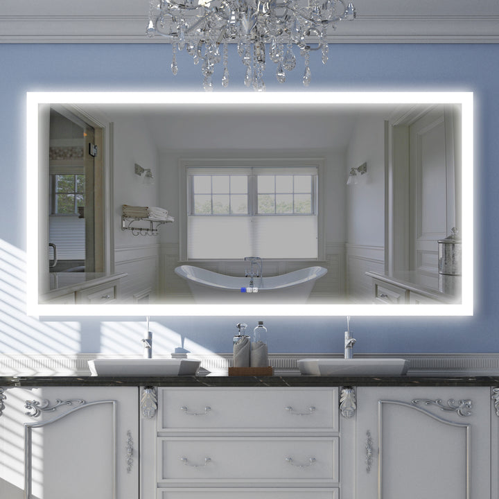 84 in. W x 42 in. H Rectangular Frameless Anti-Fog LED Illuminated Dimmable Wall Mount Premium Bathroom Vanity Mirror