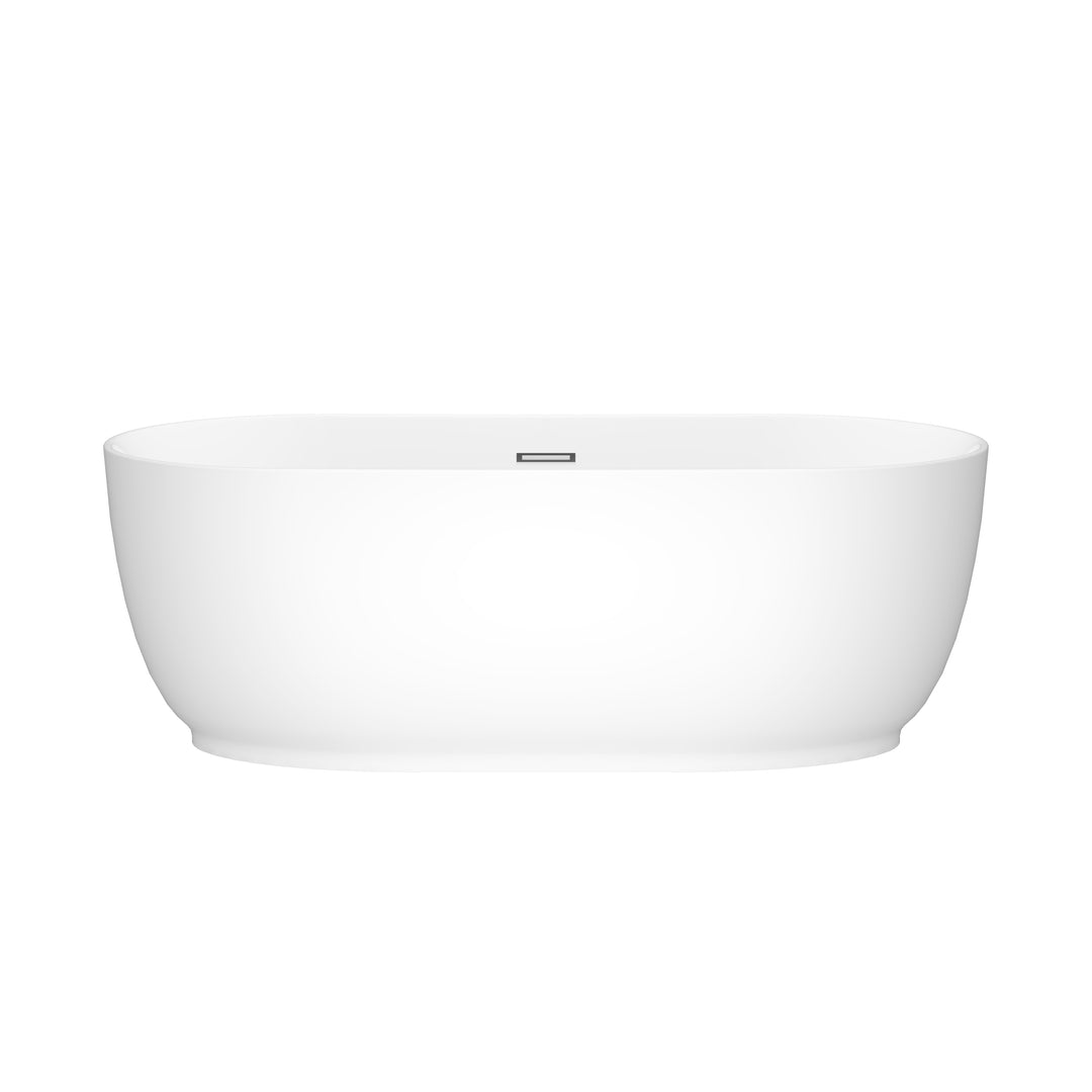 67" Acrylic Freestanding Soaking Bathtub in White with Overflow and Drain