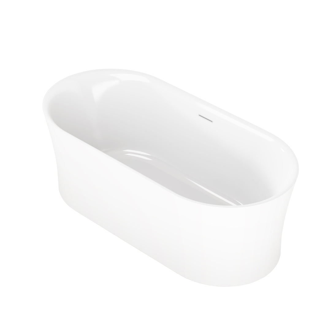 67" Acrylic Freestanding Soaking Bathtub in White with Overflow and Drain