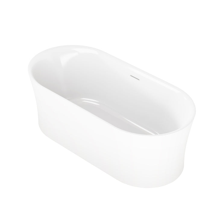 67" Acrylic Freestanding Soaking Bathtub in White with Overflow and Drain