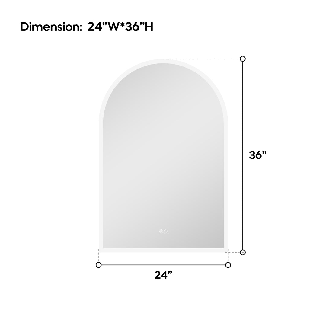 24 in. W x 36 in. H Acrylic Window Sill Shape Bezel-free LED Bathroom Vanity Mirror