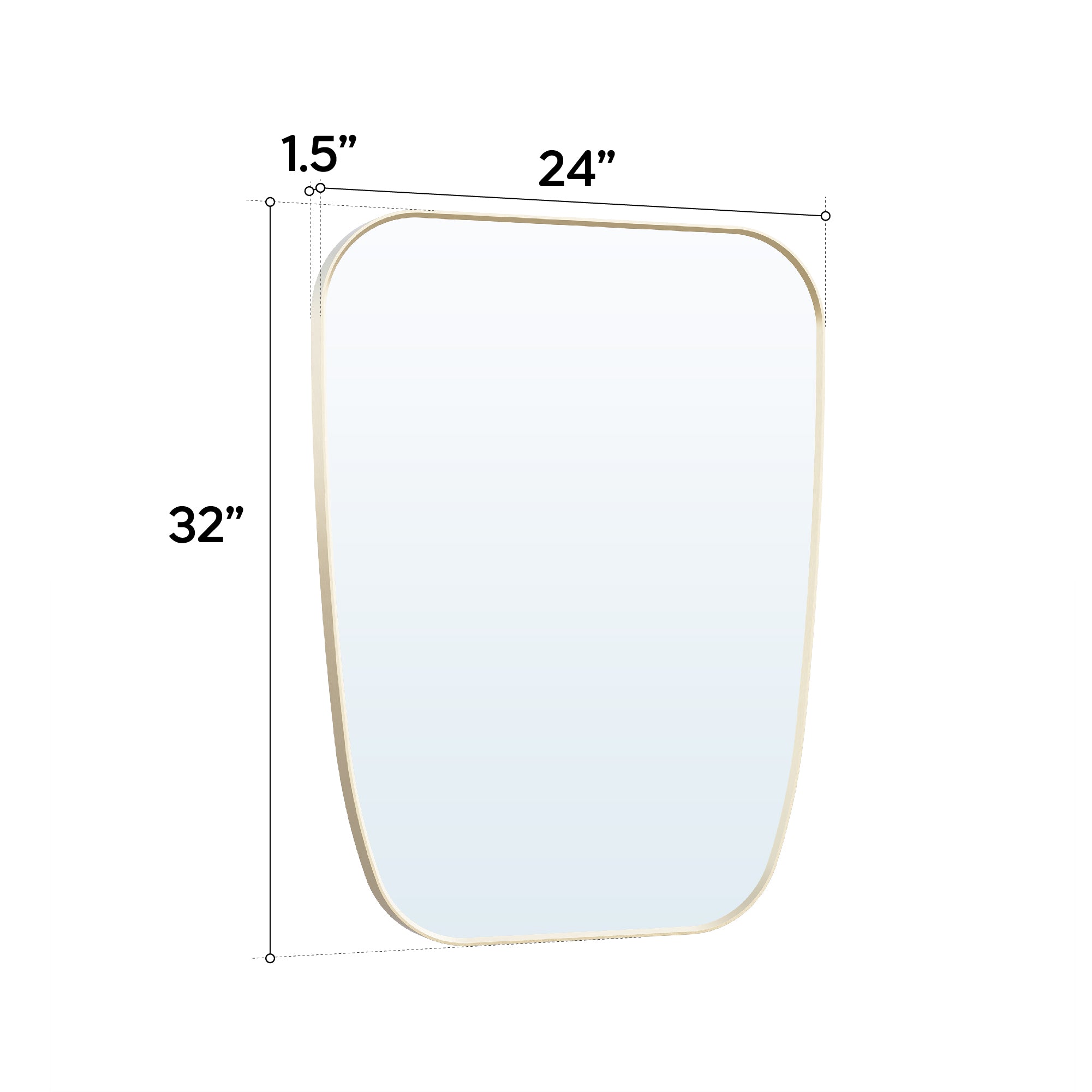 24 in. W x 32 in. H Shield Bathroom Vanity Wall Mirror without Lights Brushed Gold