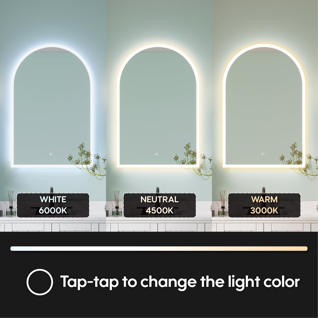 24 in. W x 36 in. H Acrylic Window Sill Shape Bezel-free LED Bathroom Vanity Mirror