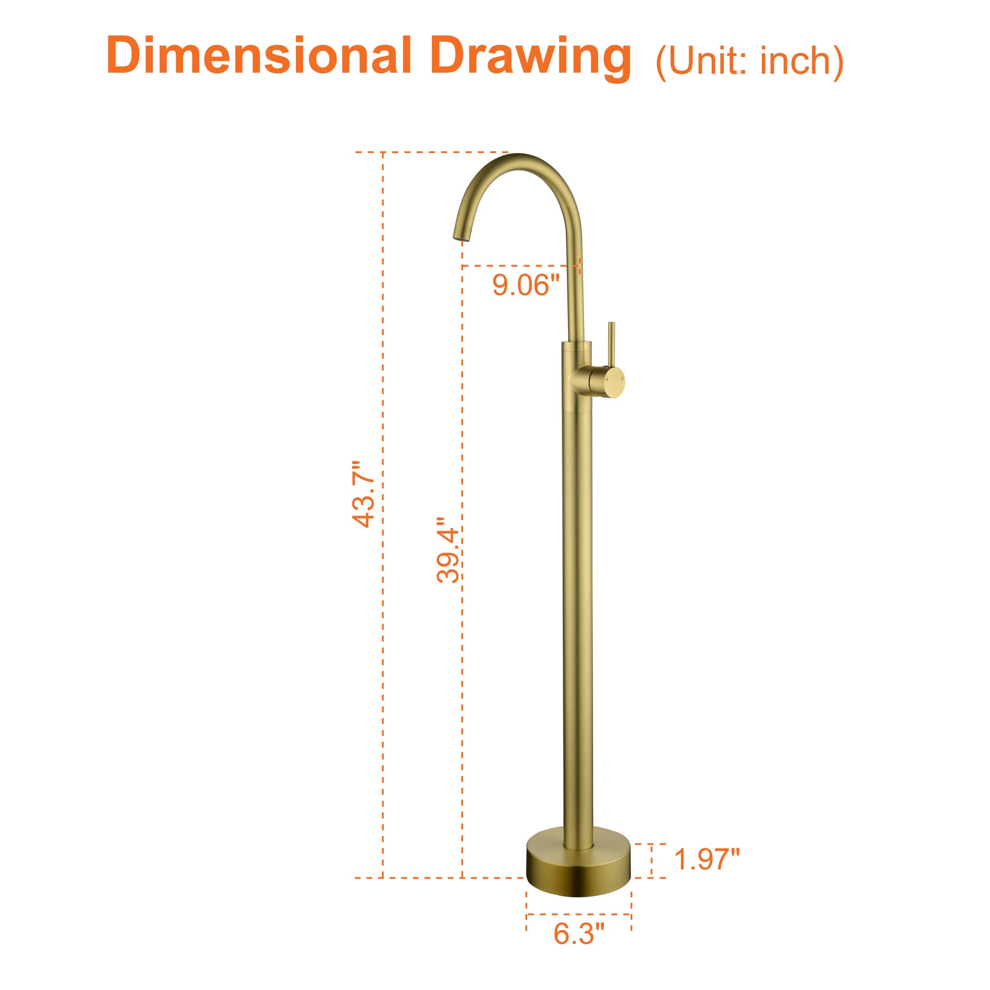 Single Handle Dual Control Floor Mounted Freestanding Bathtub Faucet