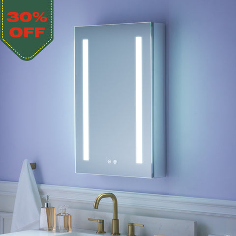 20 in. x 30 in. LED Lighted Surface/Recessed Mount Mirror Medicine Cabinet with Outlet Right Side