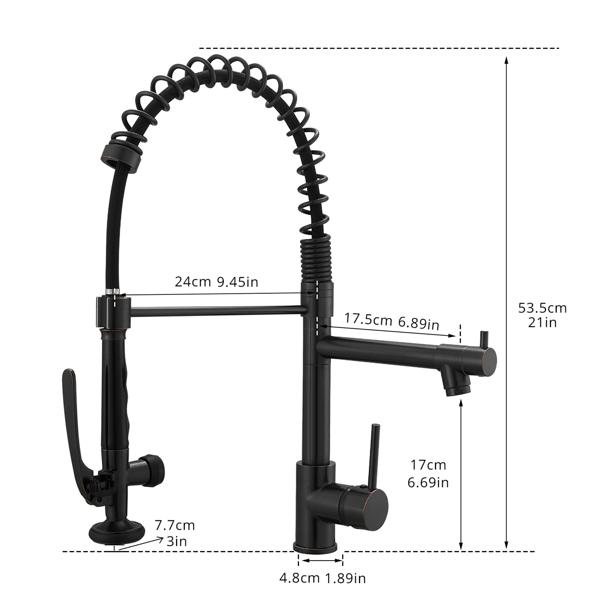 Pull Down Double Handle Kitchen Sink Faucet in Oil Rubbed Bronze