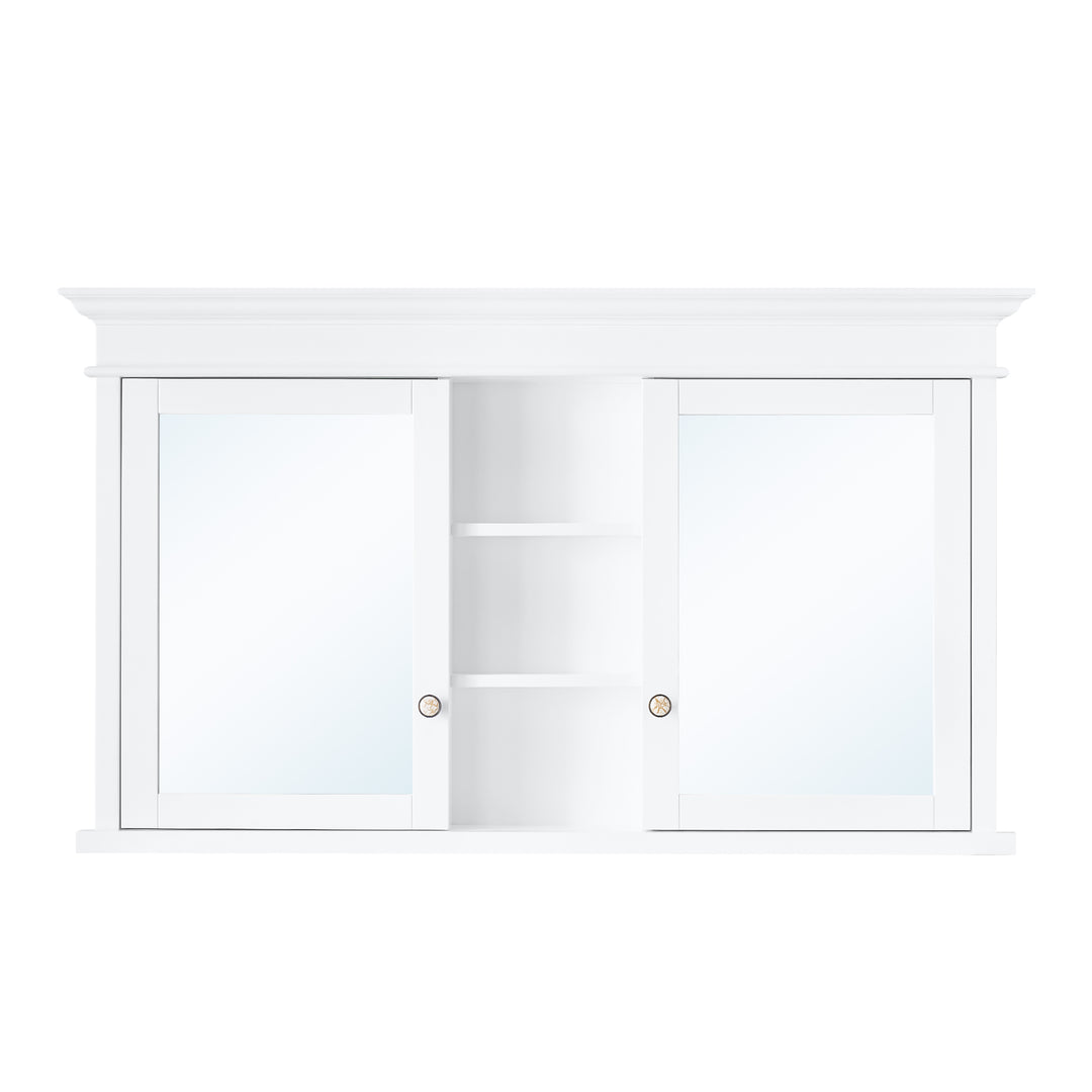 55 in.W x 32 in.H Recessed Bathroom Medicine Cabinet with Mirror in White