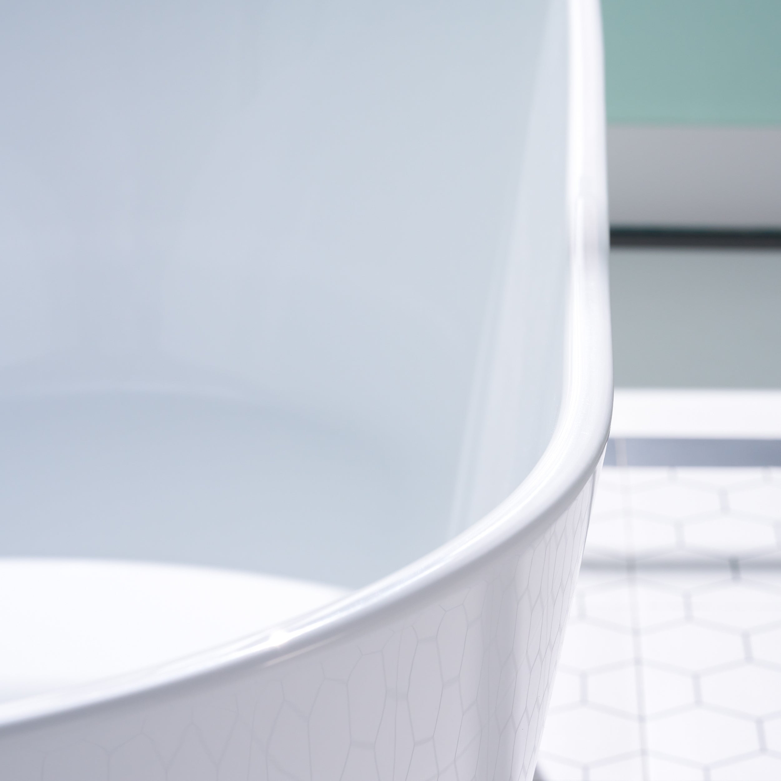 67" Freestanding Glossy White Acrylic Bathtub with Chrome Drain and Overflow