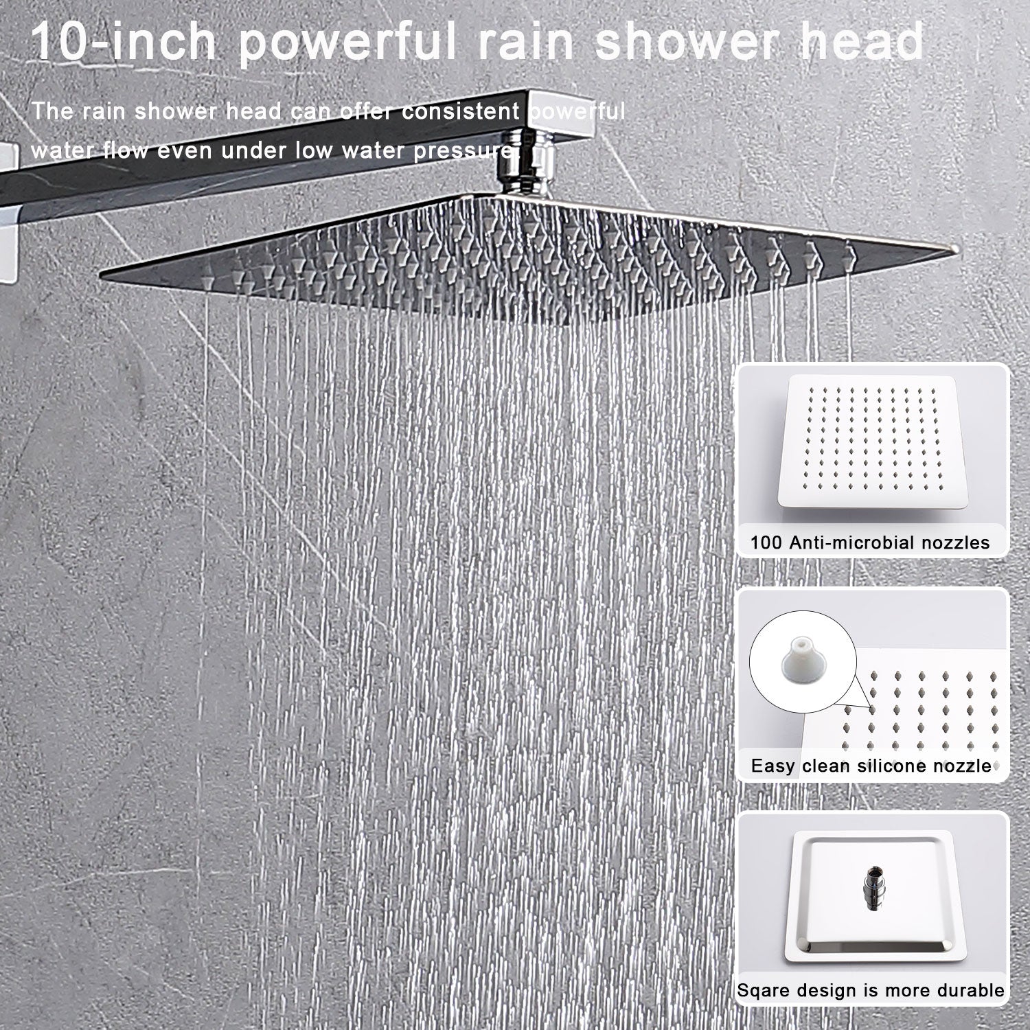 12-In Wall-Mounted Shower System with Valve