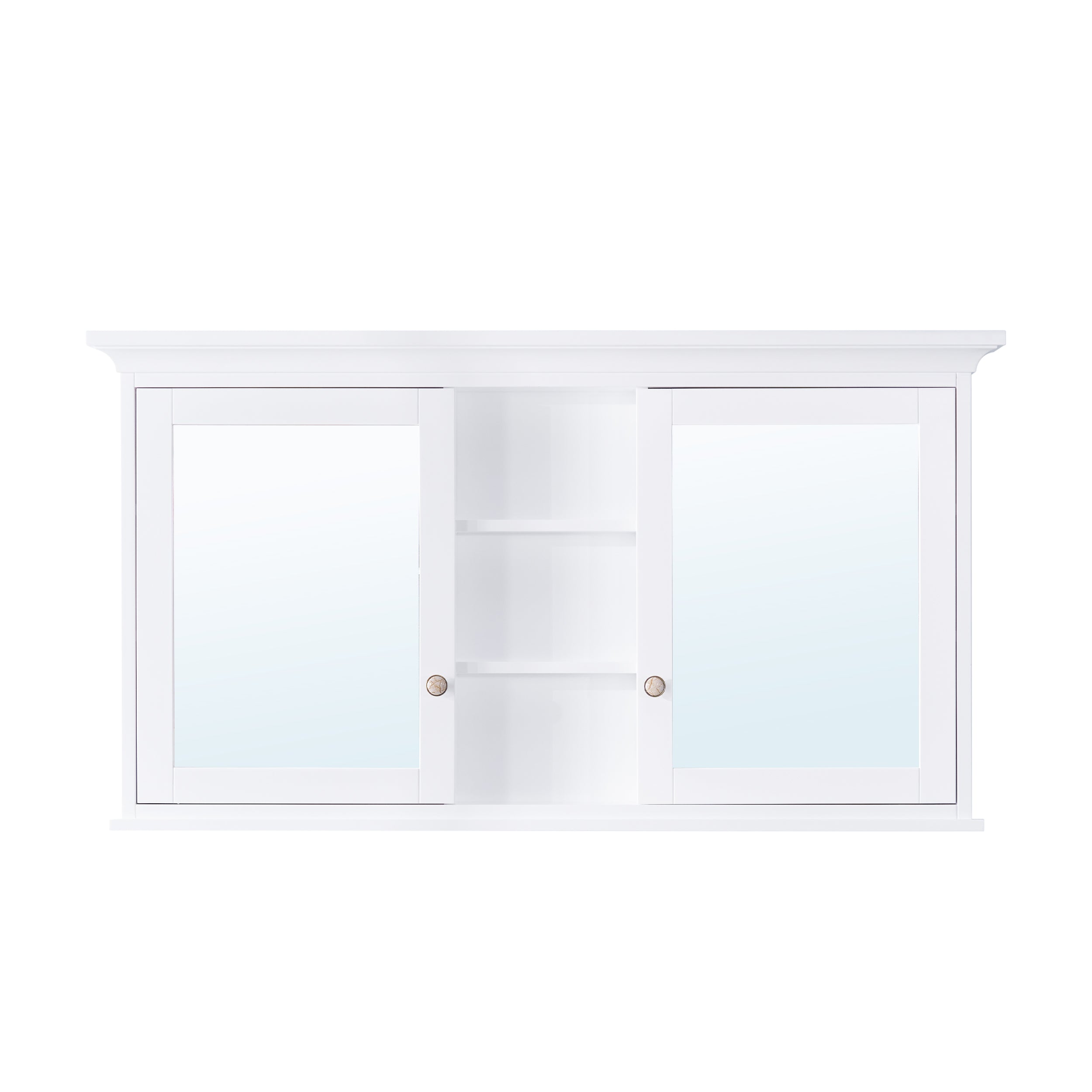 55 in.W x 30 in.H Surface-Mount Bathroom Medicine Cabinet with Mirror in White