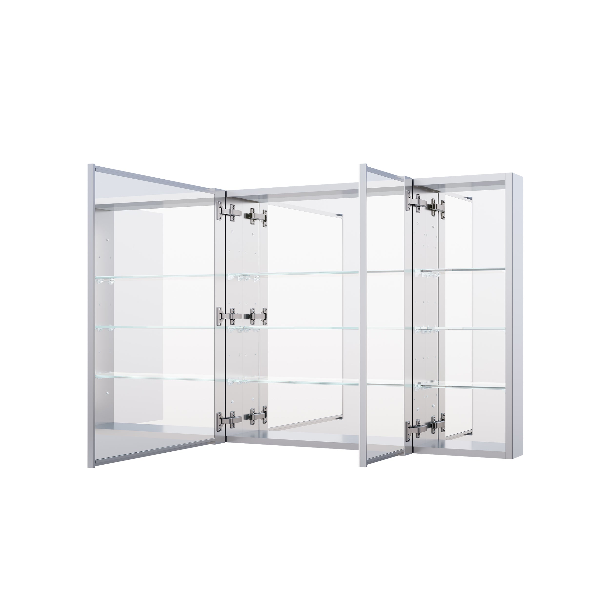 36 in. ×30 in. Copper-Free Tri-Views Mirror Medicine Cabinet with Adjustable Shelves and and Dual Swing Doors