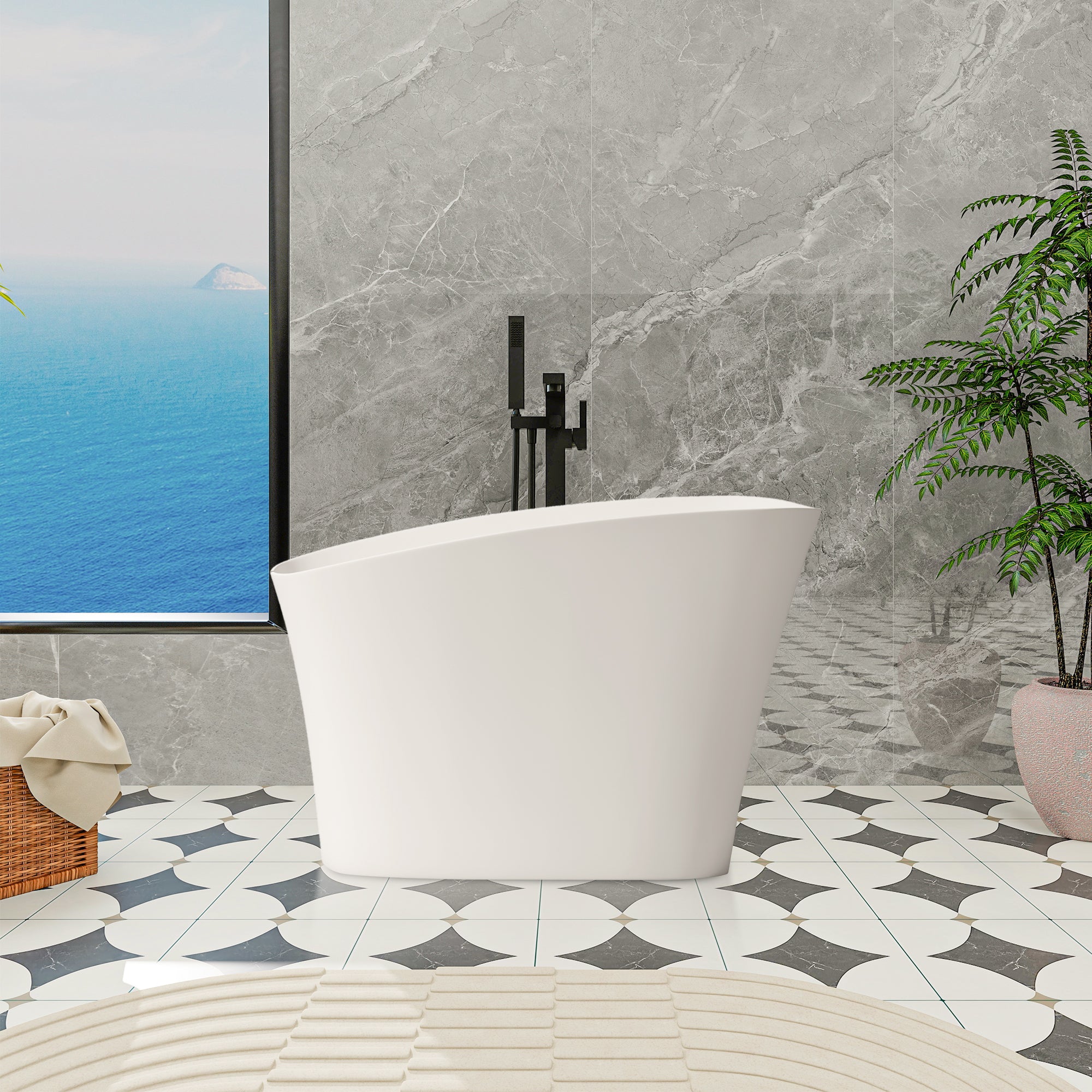 51″ Small Size Solid Surface Stone Bathroom Freestand Bathtub