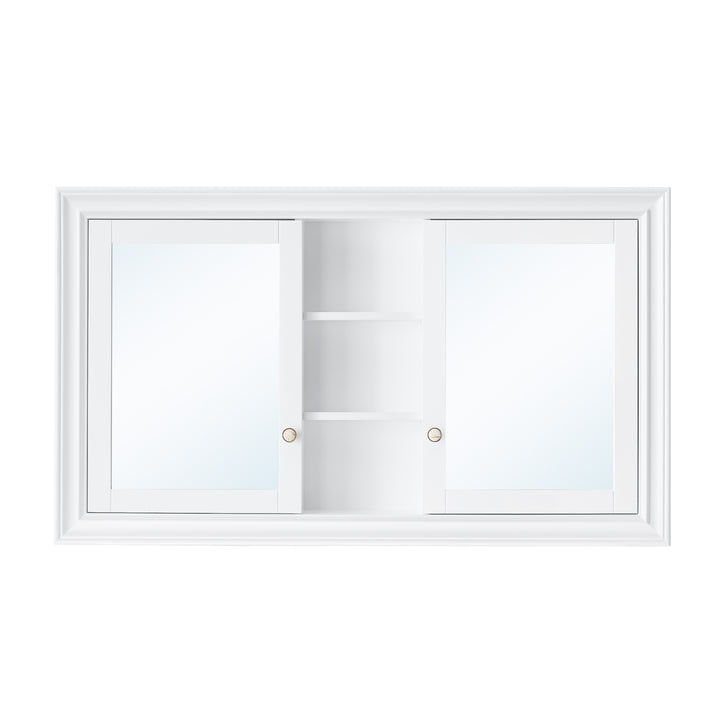 55 in.W x 32 in.H Recessed Bathroom Medicine Cabinet with Mirror in White