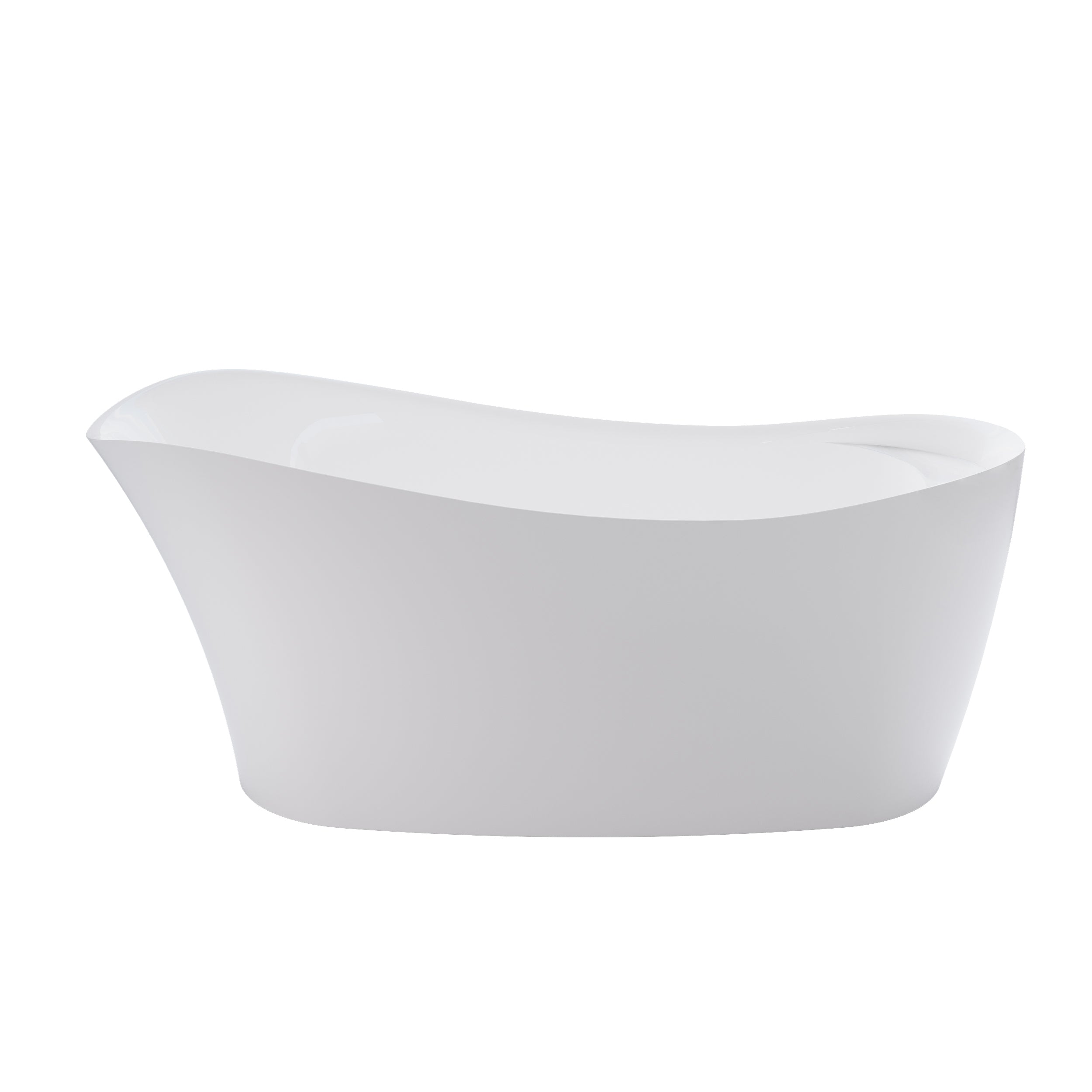 69" Freestanding Glossy White Acrylic Bathtub with Slotted Overflow