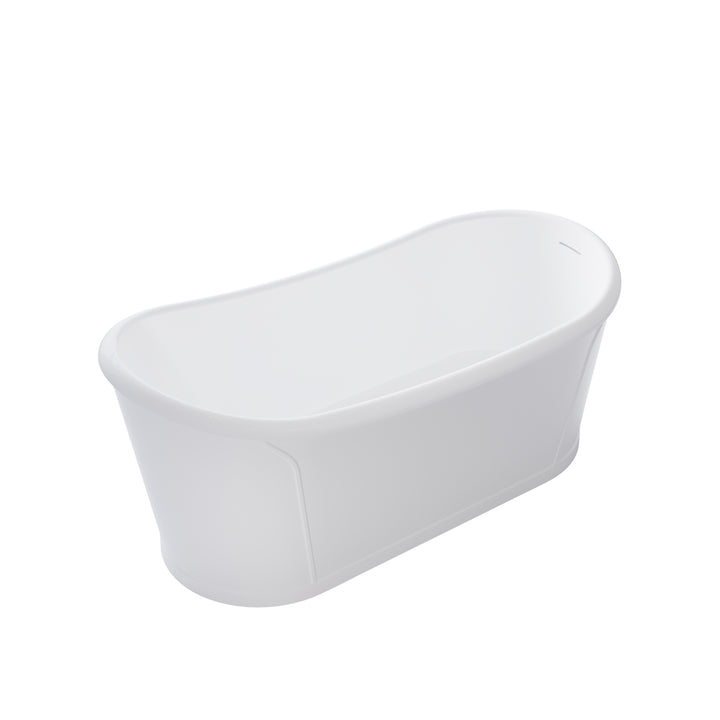 66" White Acrylic Freestanding Bathtub with Integrated Slotted Overflow