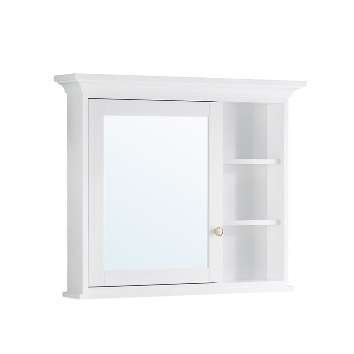 36 in.W x 30 in.H Surface-Mount Bathroom Medicine Cabinet with Mirror in White