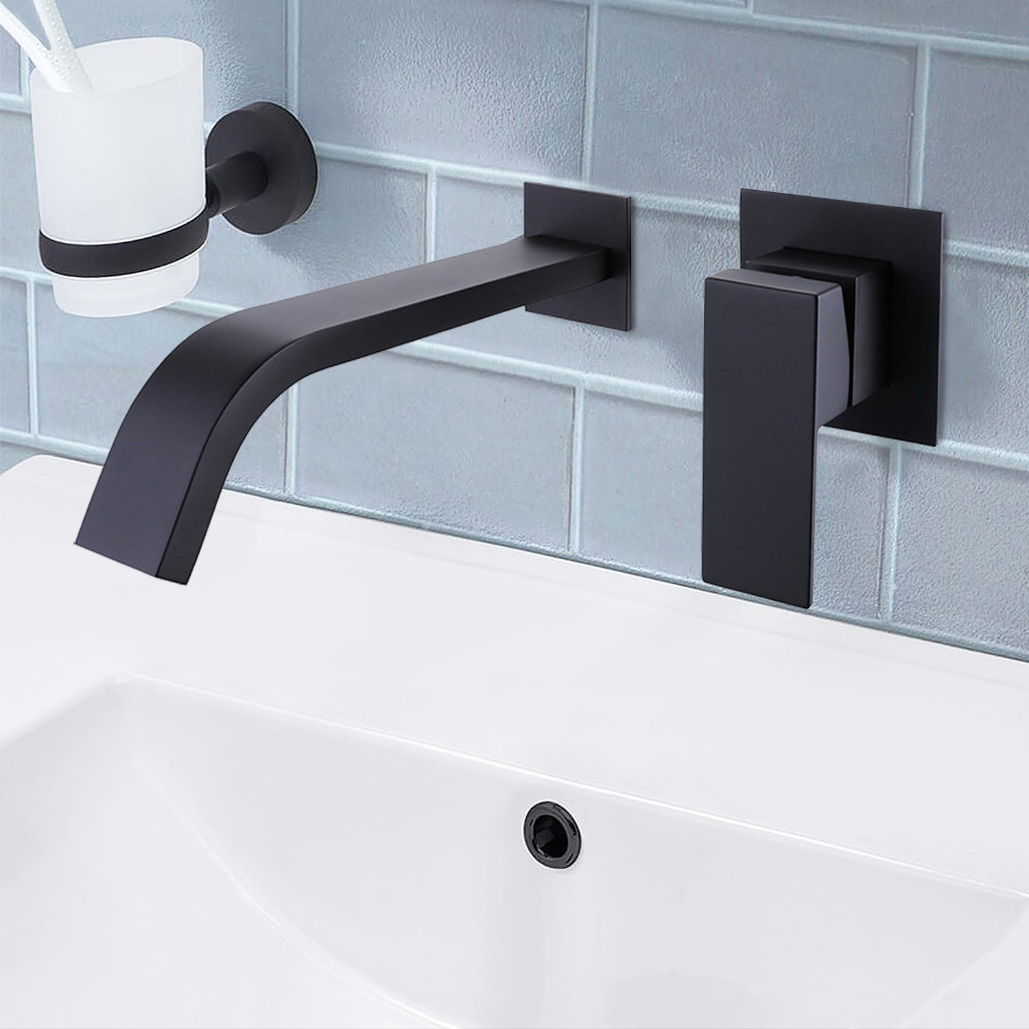 Matte Black deals Single Handle Wall Mount Bathroom Sink Faucet