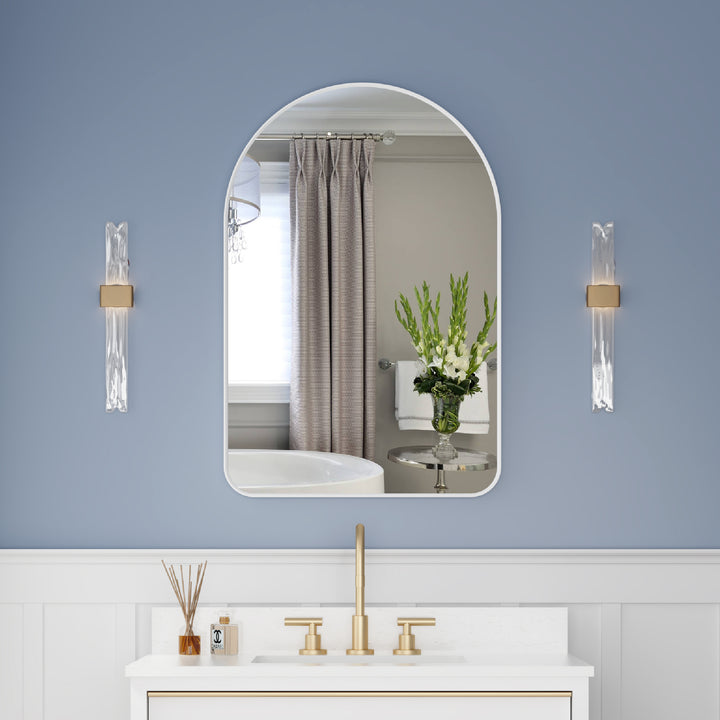 24 in. W x 36 in. H Arched Aluminum Framed Wall Bathroom Vanity Mirror in White