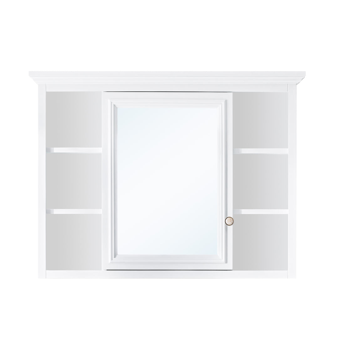 40 in. W x 30 in. H Rectangular White Solid Wood Surface-Mount Medicine Cabinet with Mirror