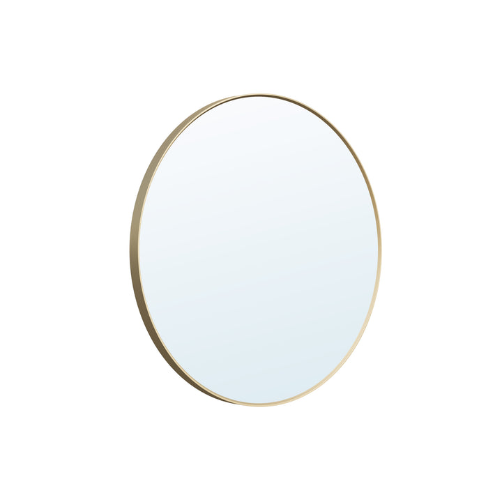 32 in. W x 32 in. H Brushed Gold Modern Bathroom Mirror Round Framed Aluminum Wall Mirror