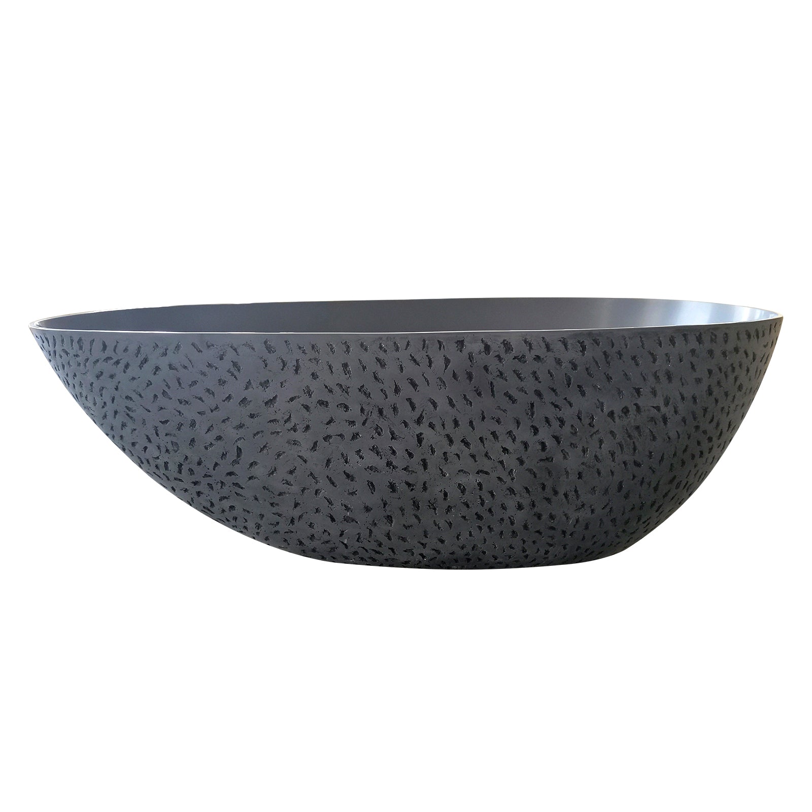 67" Stone Resin Solid Surface Matte Flatbottom Freestanding Bathtub in Grey