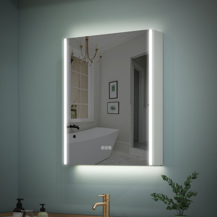 24 in. x 30 in.  Lighted LED Fog Free Surface Mount Silver Mirrored Soft Close Left Medicine Cabinet