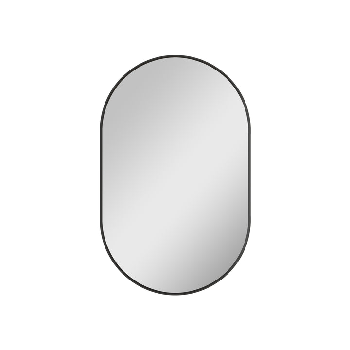 20 in. W x 32 in. H Oval Framed Wall Mount Bathroom Vanity Mirror in Matte Black