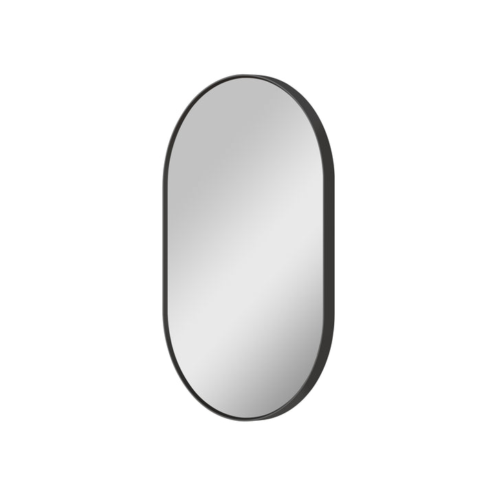 20 in. W x 32 in. H Oval Framed Wall Mount Bathroom Vanity Mirror in Matte Black