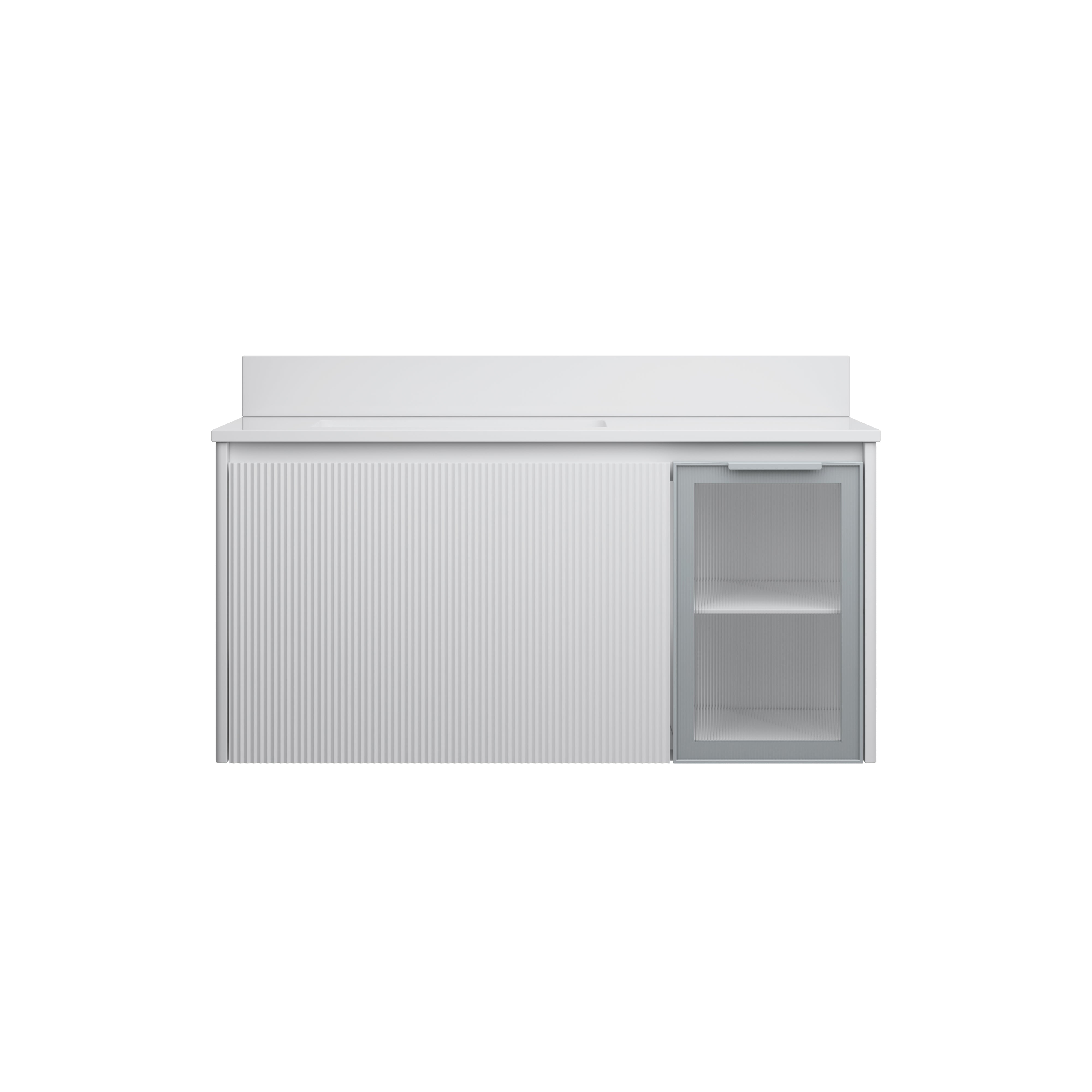 40 in. Modern Style Floating Bathroom Vanity in White with White Quartz Vanity Top with White Sink