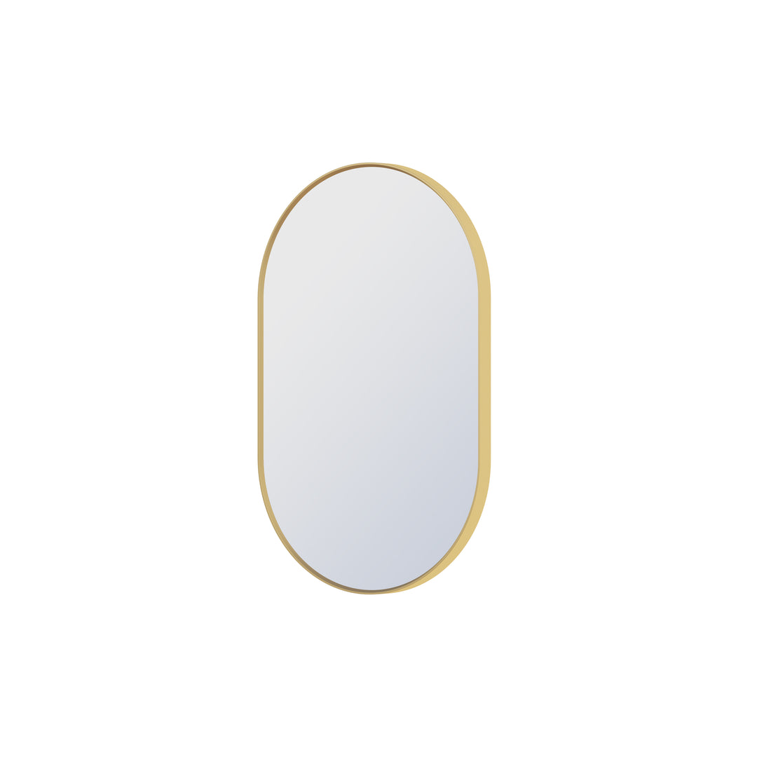 20 in. W x 32 in. H Oval Framed Wall Mount Bathroom Vanity Mirror in Brushed Gold