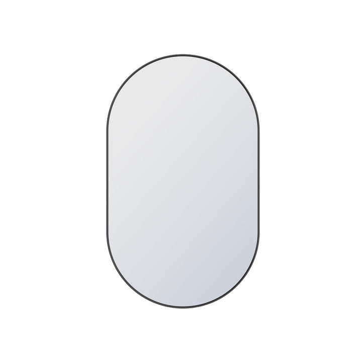 24 in. W x 40 in. H Oval Framed Wall Mount Bathroom Vanity Mirror in Matte Black