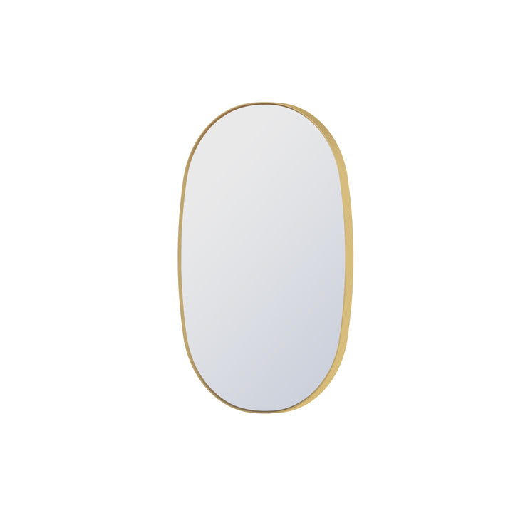 24 in. W. x 36 in. H Oval Framed Wall Bathroom Vanity Mirror in Brushed Gold